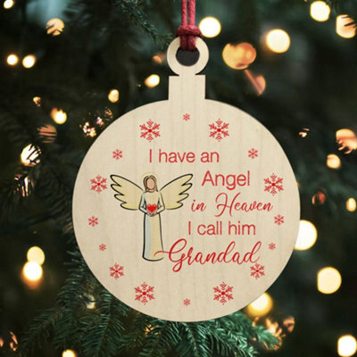 Red Ocean Remembrance Bauble Christmas Tree Decoration For Grandad Wooden Plaque Memorial Gifts For Grandad Keepsake - image 1