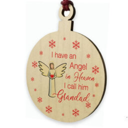 Red Ocean Remembrance Bauble Christmas Tree Decoration For Grandad Wooden Plaque Memorial Gifts For Grandad Keepsake - thumbnail 3
