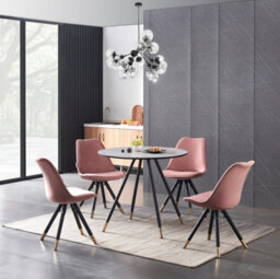 Life Interiors Sofia Dorchester Lux Dining Set, A Table And Chairs Set Of 4, Grey/pink - thumbnail 2