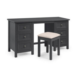 Julian Bowen Maine Anthracite Dressing Stool With Ivory Padded Seat, Wood, Height: 48 X Width: 41 X Depth: 35Cm - thumbnail 3