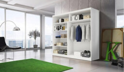 Arte Stylish Oak Sonoma Multi Sliding Door Wardrobe W203Cm H218Cm D61Cm - Kathult Oak & White Gloss Front - thumbnail 2