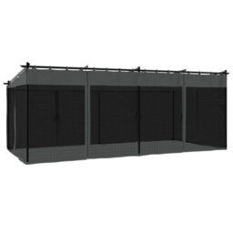Walplus Gazebo With Mesh Walls Anthracite 6X3 M Steel - thumbnail 6