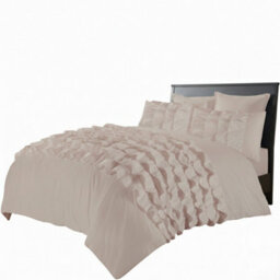 Ruffle Border Duvet Cover Soft Elegant Bedding Set With Pillowcases Pink - thumbnail 2