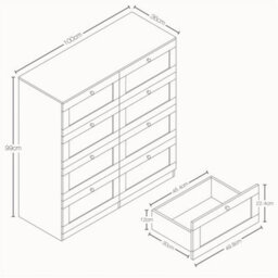 Black Vida Designs Altino Chest Of 8 Drawers Large Bedroom Unit Storage Furniture - thumbnail 2