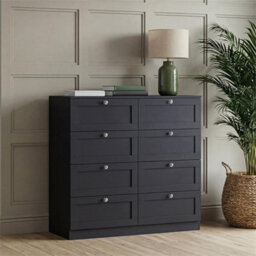Black Vida Designs Altino Chest Of 8 Drawers Large Bedroom Unit Storage Furniture - thumbnail 1