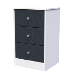San Jose Ready Assembled Matt Indigo & White No Effect 3 Drawer Bedside Chest (H)726mm (W)450mm (D)395mm - thumbnail 2