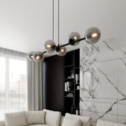 Emibig Lighting Emibig Rossi Pendant Lamp  6 X E14 Black With Graphite Shade - thumbnail 5