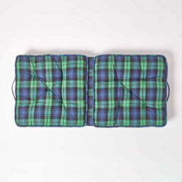 Homescapes Blackwatch Tartan Cotton Travel Support Booster Cushion - thumbnail 3