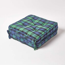 Homescapes Blackwatch Tartan Cotton Travel Support Booster Cushion - thumbnail 2