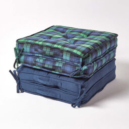 Homescapes Blackwatch Tartan Cotton Travel Support Booster Cushion - thumbnail 8