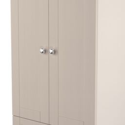Santander Ready Assembled Traditional Matt Beige & Oak 2 Drawer Tall Double Wardrobe (H)1970mm (W)770mm (D)530mm - thumbnail 3
