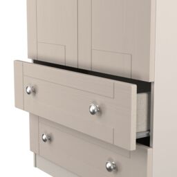 Santander Ready Assembled Traditional Matt Beige & Oak 2 Drawer Tall Double Wardrobe (H)1970mm (W)770mm (D)530mm - thumbnail 4