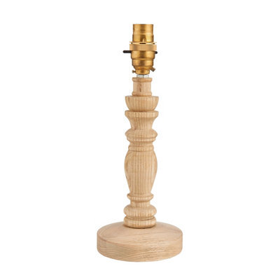 Loops Elegant Ash Wood Table Lamp Base With Brass Plate - Led Compatible - image 1