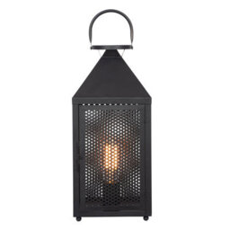 Pacific Lifestyle Folkstone Matt Black Metal Punched Lantern Table Lamp - thumbnail 2