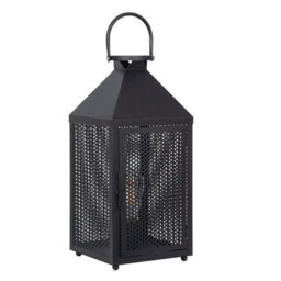 Pacific Lifestyle Folkstone Matt Black Metal Punched Lantern Table Lamp - thumbnail 3