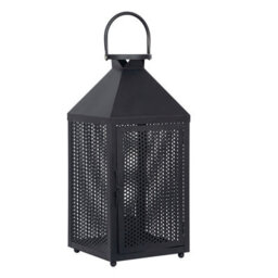 Pacific Lifestyle Folkstone Matt Black Metal Punched Lantern Table Lamp - thumbnail 4