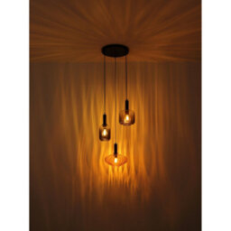 Luminosa Lighting Luminosa Valletta Cluster Pendant Ceiling Light Matt Black Glass Shade 3X E27 - thumbnail 4