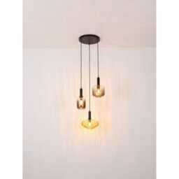Luminosa Lighting Luminosa Valletta Cluster Pendant Ceiling Light Matt Black Glass Shade 3X E27 - thumbnail 5