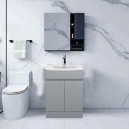 D Pro T Bathrooms 350mm High Gloss Grey Floor Standing 3 Drawer Bathroom Smile Storage Unit Soft Close - thumbnail 2