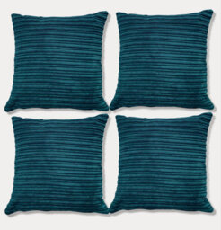 Beautiful Beanbags Set Of 4 Jumbo Cord Scatter Cushions Complete With Cushion Pads Furniture Cushions With Inserts 4 Plush Cord Cushions - Teal - thumbnail 2