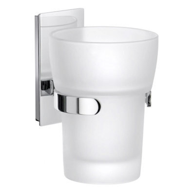 Smedbo Frosted Glass Tumbler With Polished Chrome Wall Mount Holder