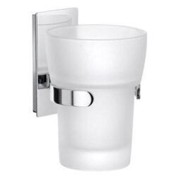 Smedbo Frosted Glass Tumbler With Polished Chrome Wall Mount Holder