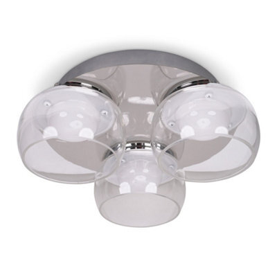 Valuelights Alissa Polished Chrome Ip44 3 Way Clear Glass Integrated Led Ceiling Light - image 1