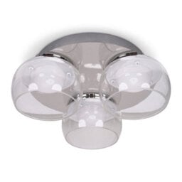 Valuelights Alissa Polished Chrome Ip44 3 Way Clear Glass Integrated Led Ceiling Light - thumbnail 1