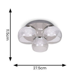Valuelights Alissa Polished Chrome Ip44 3 Way Clear Glass Integrated Led Ceiling Light - thumbnail 5