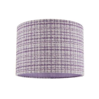 Happy Homewares Cross Hatch Design Textured Linen Fabric Lamp Shade In Lilac And White - image 1