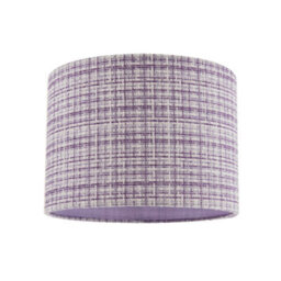 Happy Homewares Cross Hatch Design Textured Linen Fabric Lamp Shade In Lilac And White