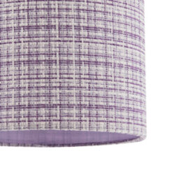 Happy Homewares Cross Hatch Design Textured Linen Fabric Lamp Shade In Lilac And White - thumbnail 4