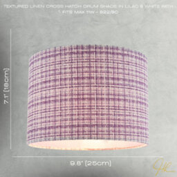 Happy Homewares Cross Hatch Design Textured Linen Fabric Lamp Shade In Lilac And White - thumbnail 7