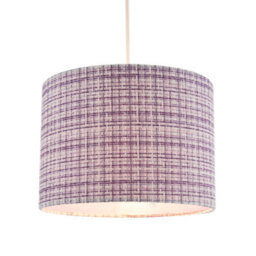 Happy Homewares Cross Hatch Design Textured Linen Fabric Lamp Shade In Lilac And White - thumbnail 2