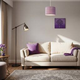 Happy Homewares Cross Hatch Design Textured Linen Fabric Lamp Shade In Lilac And White - thumbnail 6