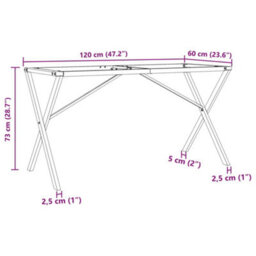 Berkfield Dining Table Legs X-Frame 120X60X73 Cm Steel - thumbnail 9