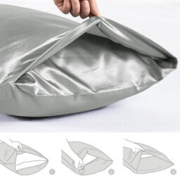 Ameha Grey Stain Silk Pillowcase Soft Anti Wrinkle Envelop Closure Pillow Cover For Hair & Skin Friendly 50X75Cm 2 Pair - thumbnail 4