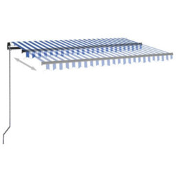 Berkfield Manual Retractable Awning With Led 450X300 Cm Blue And White - thumbnail 3