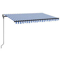 Berkfield Manual Retractable Awning With Led 450X300 Cm Blue And White - thumbnail 2