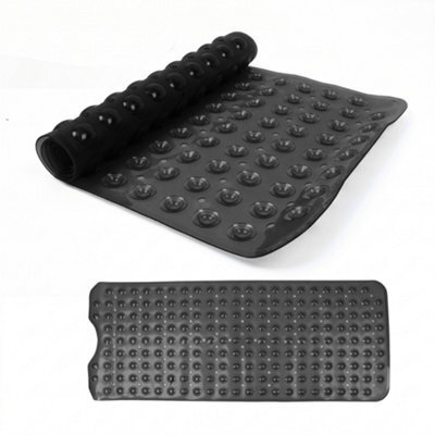 Oxford Homeware Suction Cups Gripper Shower Bath Mat Machine Washable Anti Mould And Mildew Bathroom Mat (Black, 40X100Cm) - image 1