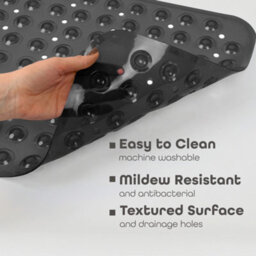 Oxford Homeware Suction Cups Gripper Shower Bath Mat Machine Washable Anti Mould And Mildew Bathroom Mat (Black, 40X100Cm) - thumbnail 4