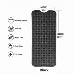 Oxford Homeware Suction Cups Gripper Shower Bath Mat Machine Washable Anti Mould And Mildew Bathroom Mat (Black, 40X100Cm) - thumbnail 7