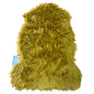 Homespace Direct Ltd Homespace Direct Luxury Faux Rabbit Fur Rug With Suede Backing Area Rug Plush Soft Accent Rug Mustard 60X90Cm - image 1