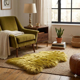 Homespace Direct Ltd Homespace Direct Luxury Faux Rabbit Fur Rug With Suede Backing Area Rug Plush Soft Accent Rug Mustard 60X90Cm - thumbnail 2