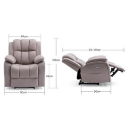 More4Homes Electric Powered Recliner Chair With Usb Charger And Pocket Storage In Leather-Look Pumice Technology Fabric - thumbnail 9