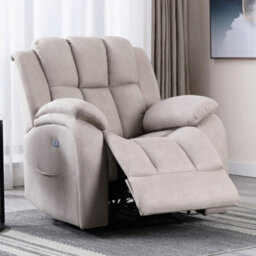 More4Homes Electric Powered Recliner Chair With Usb Charger And Pocket Storage In Leather-Look Pumice Technology Fabric