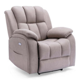 More4Homes Electric Powered Recliner Chair With Usb Charger And Pocket Storage In Leather-Look Pumice Technology Fabric - thumbnail 2