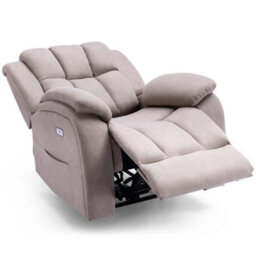 More4Homes Electric Powered Recliner Chair With Usb Charger And Pocket Storage In Leather-Look Pumice Technology Fabric - thumbnail 3
