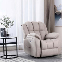 More4Homes Electric Powered Recliner Chair With Usb Charger And Pocket Storage In Leather-Look Pumice Technology Fabric - thumbnail 7