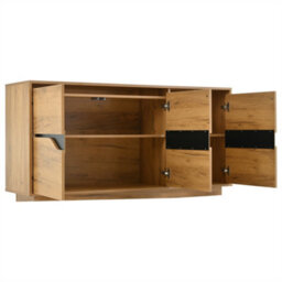Abrihome Modern Vintage Storage Cabinet, Sideboard Buffet With 3 Doors, Adjustable Partition, For Living Room, Kitchen, Hallway, Wood - thumbnail 5